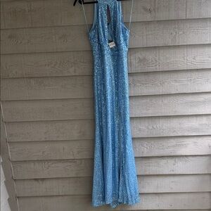 Apricot Lane Sparkling Light Blue Sequin Maxi Dress